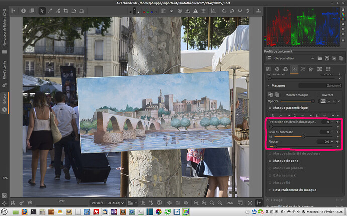 3 curseurs masque paramétrique